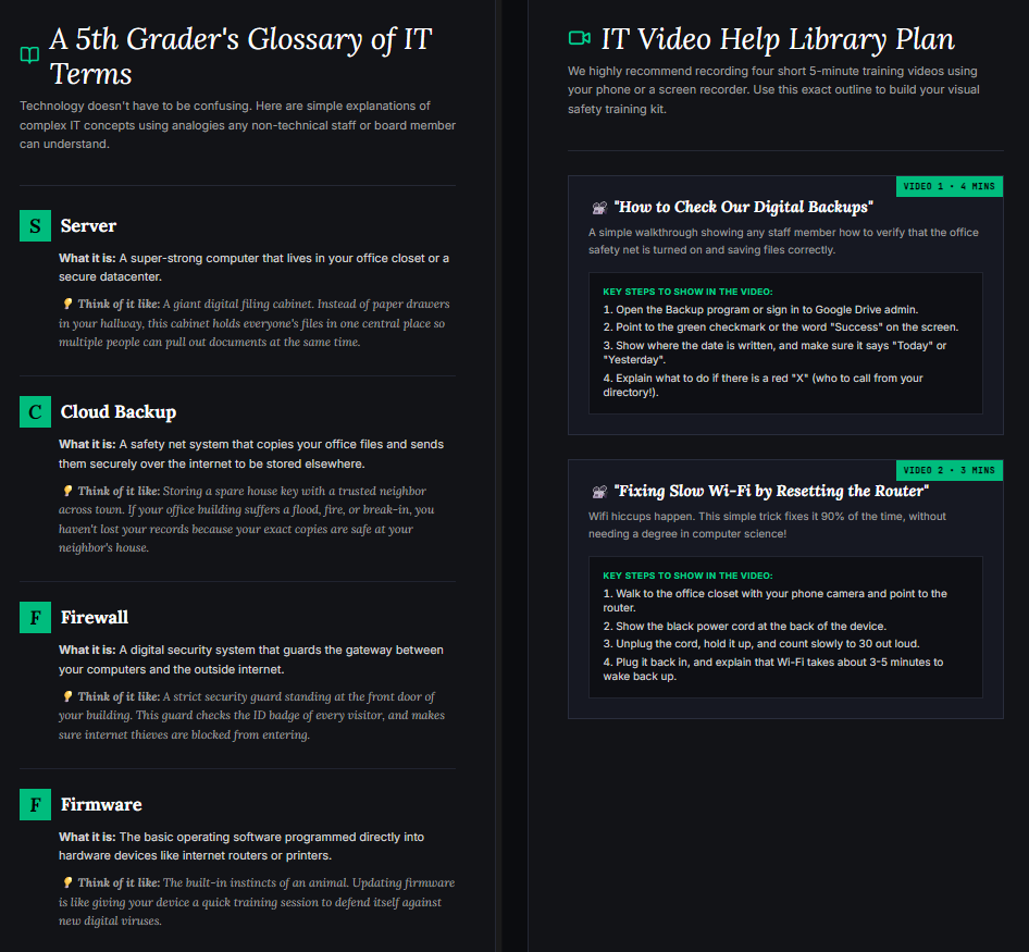 SOS A "5th Graders Glossary of IT Terms" & IT Video Help Library