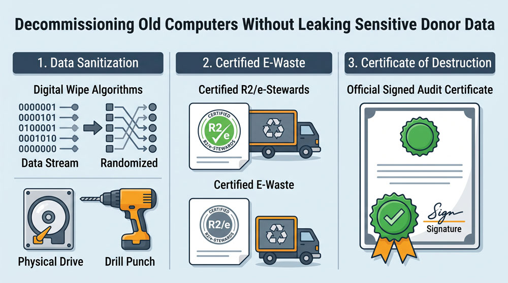 Decommissioning Old Computers Without Leaking Sensitive Donor Data